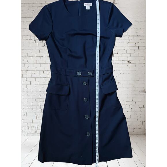 Brooks Brothers Red Fleece Womens Navy Button Front Sheath Dress Size Small - Picture 9 of 11
